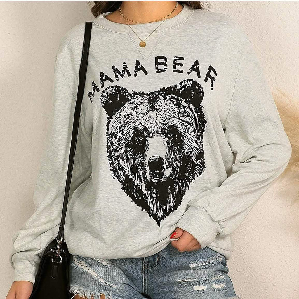 Haut mignon à manches longues pour femme, sweat ample à col rond