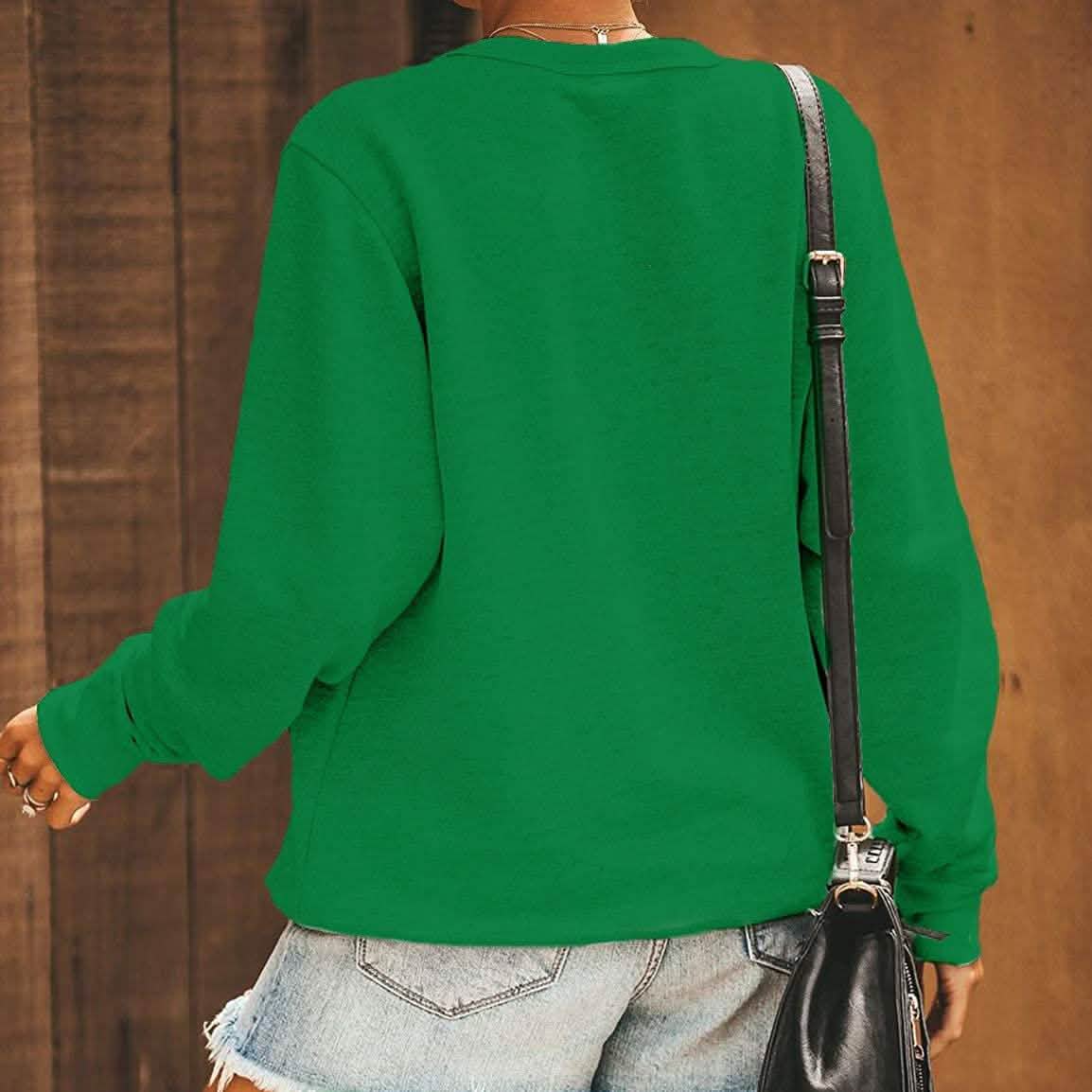 Haut mignon à manches longues pour femme, sweat ample à col rond