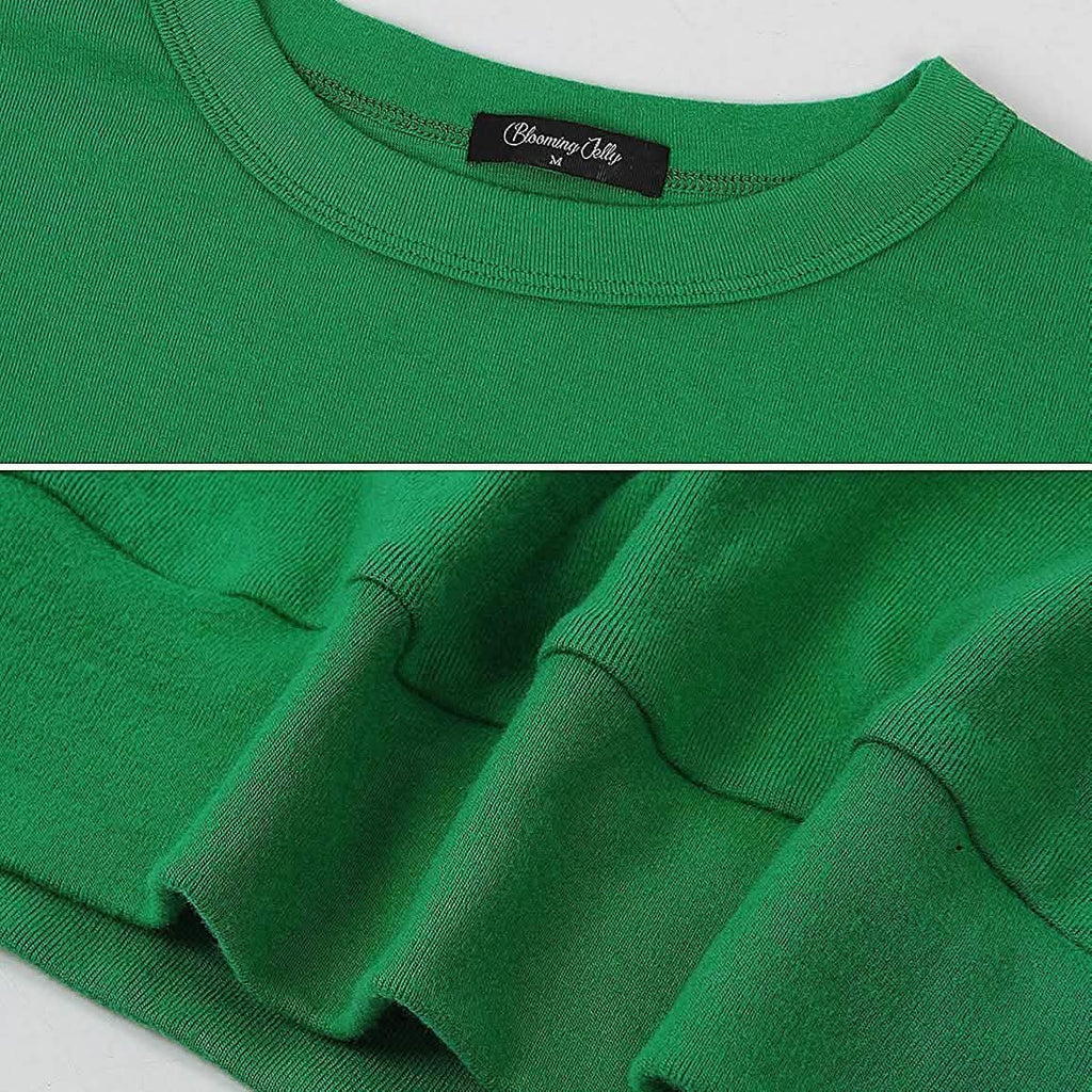 Haut mignon à manches longues pour femme, sweat ample à col rond