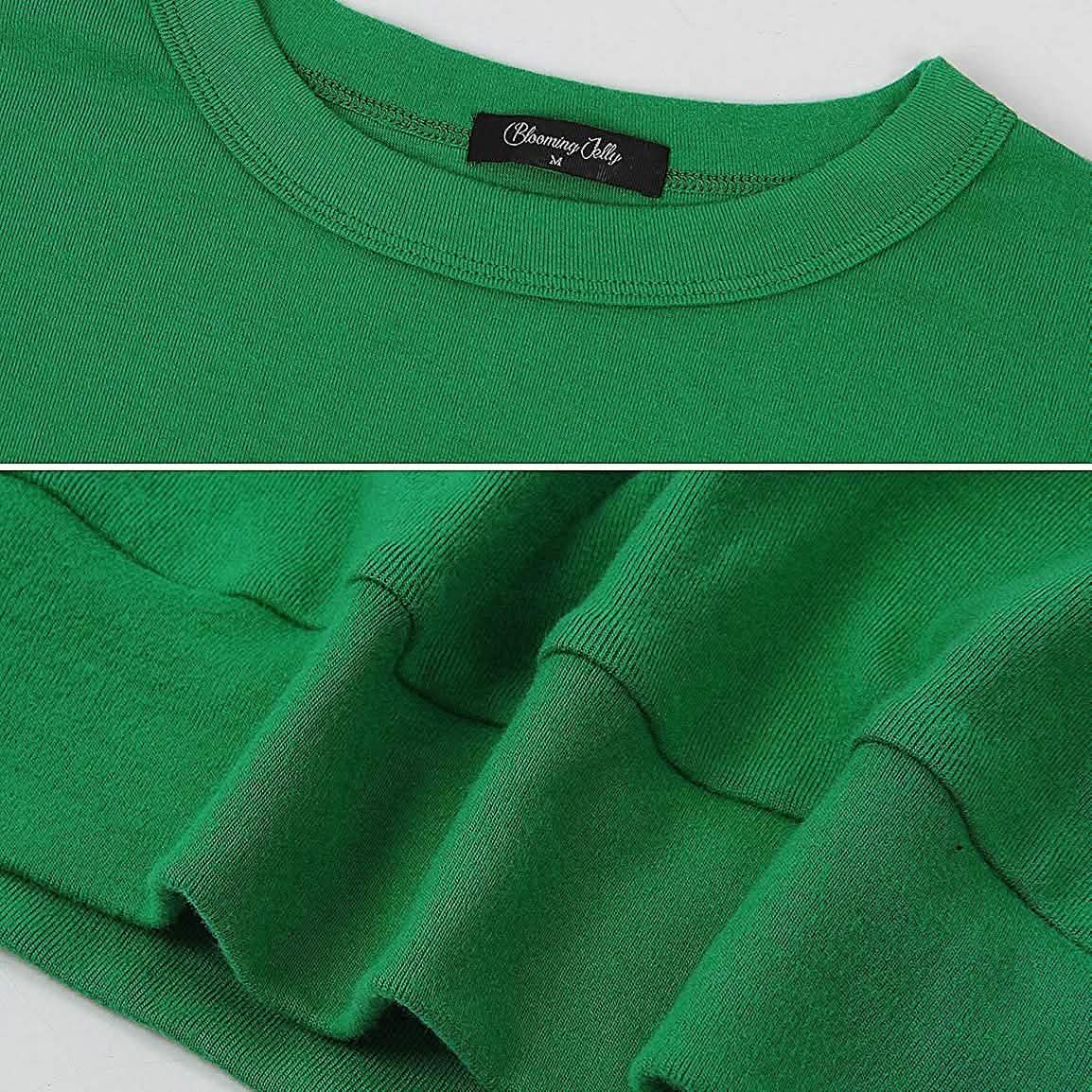 Haut mignon à manches longues pour femme, sweat ample à col rond