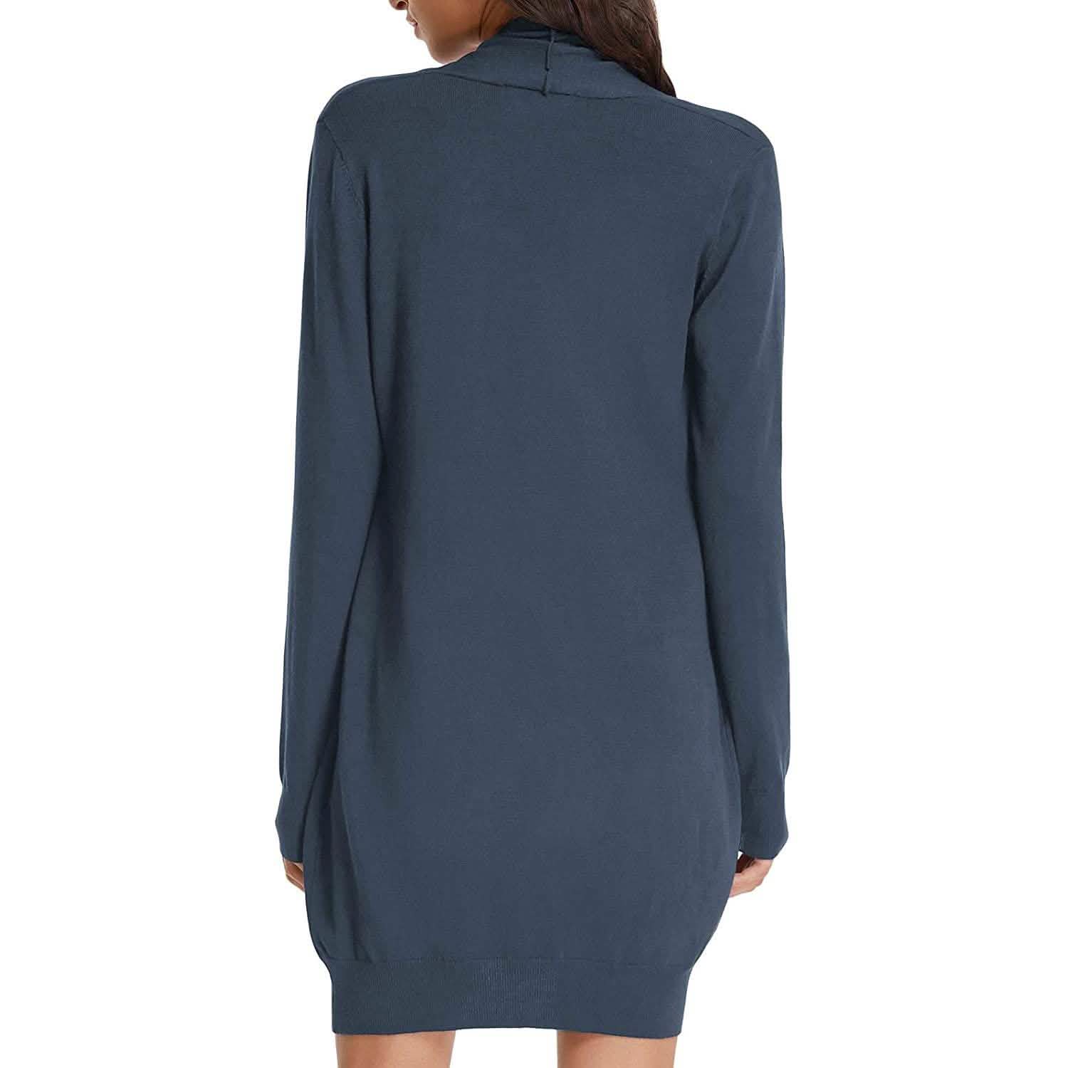 Cardigan long uni tricoté ouvert devant pour femme