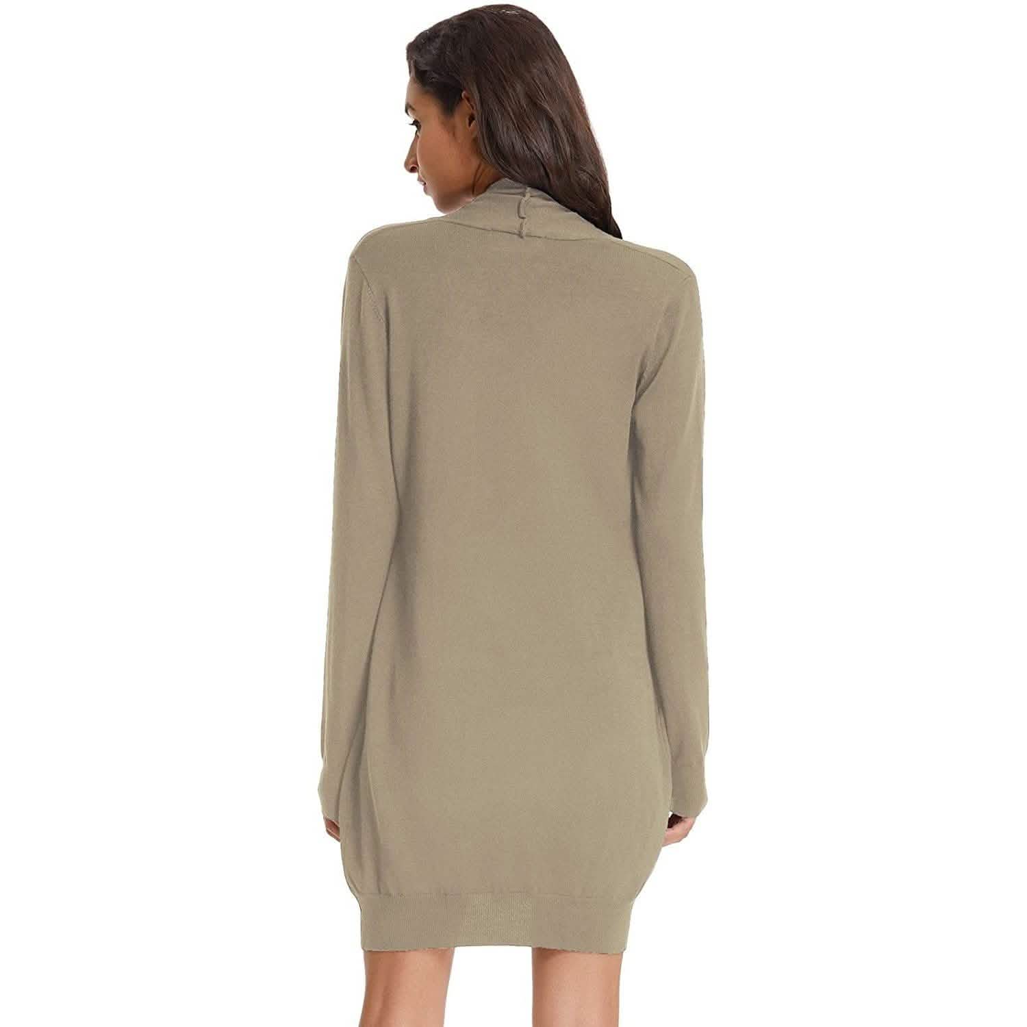 Cardigan long uni tricoté ouvert devant pour femme