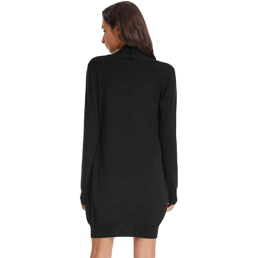 Cardigan long uni tricoté ouvert devant pour femme