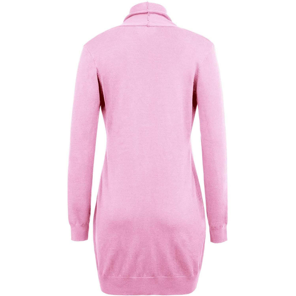 Cardigan long uni tricoté ouvert devant pour femme