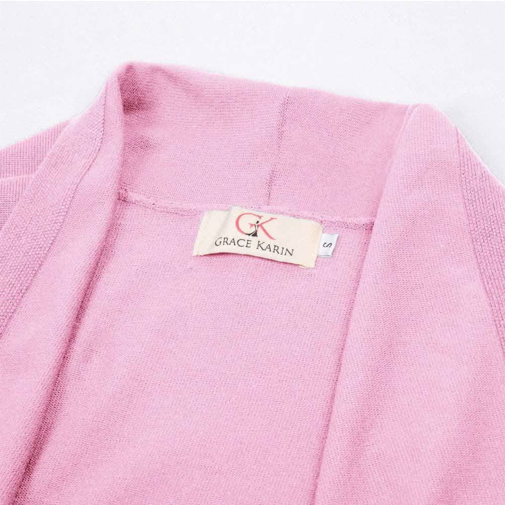 Cardigan long uni tricoté ouvert devant pour femme