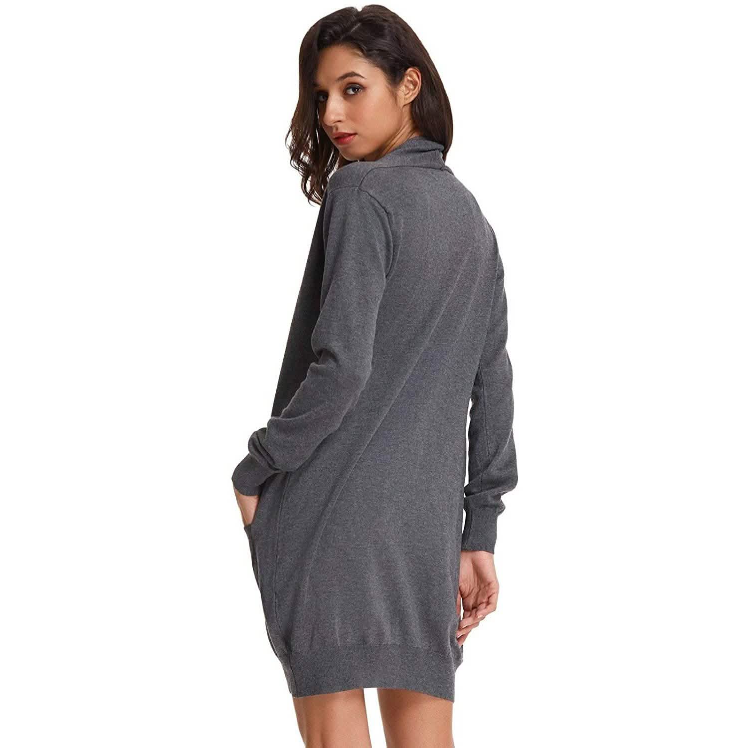 Cardigan long uni tricoté ouvert devant pour femme