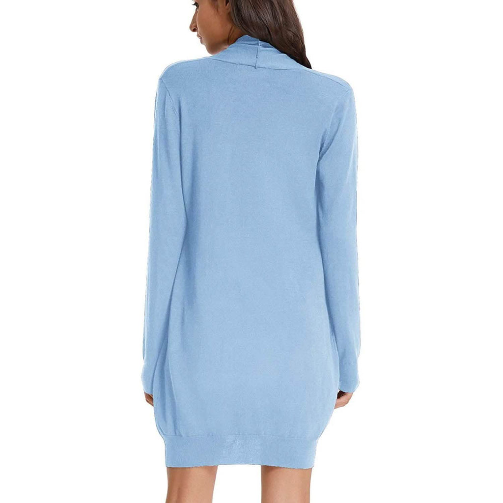 Cardigan long uni tricoté ouvert devant pour femme