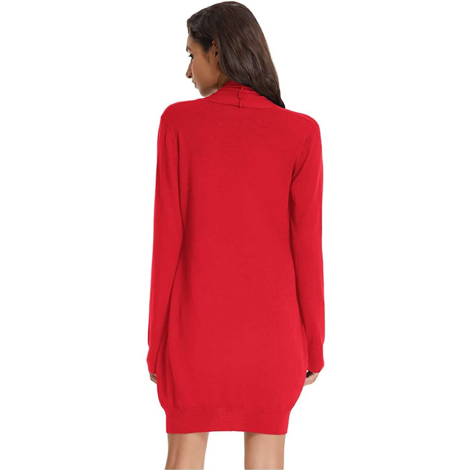 Cardigan long uni tricoté ouvert devant pour femme