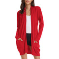 Cardigan long uni tricoté ouvert devant pour femme