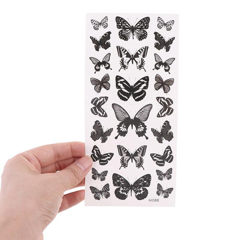 Mode féminine Papillon 3D Imperméable Temporaire Autocollant Tatouage Jambe Bras Design Bleu Moderne Pour Femmes