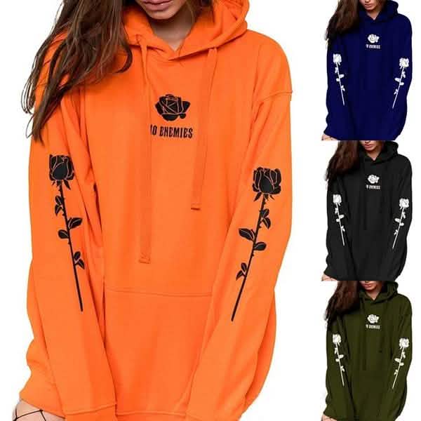 Hauts décontractés pour femme à imprimé rose - sweats à capuche chauds