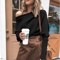 Mode féminine Pull à manches longues épaules dénudées Haut de survêtement décontracté à manches longues