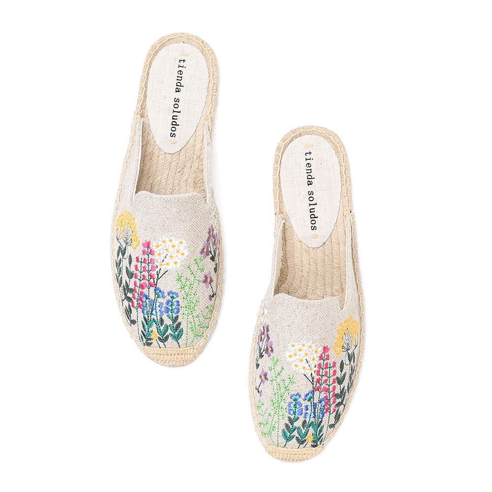Tongs et chaussons pour femmes en chanvre véritable, caoutchouc d'été, sandales florales, chaussures confortables pour femme, chaussures d'intérieur et d'extérieur, chaussons confortables pour femmes, semelle dure, orthopédiques, en chanvre et lin.