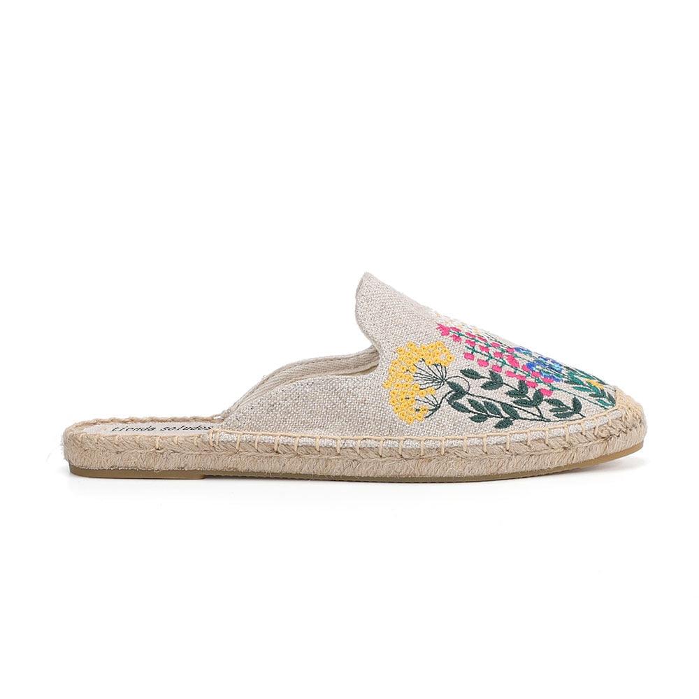 Tongs et chaussons pour femmes en chanvre véritable, caoutchouc d'été, sandales florales, chaussures confortables pour femme, chaussures d'intérieur et d'extérieur, chaussons confortables pour femmes, semelle dure, orthopédiques, en chanvre et lin.