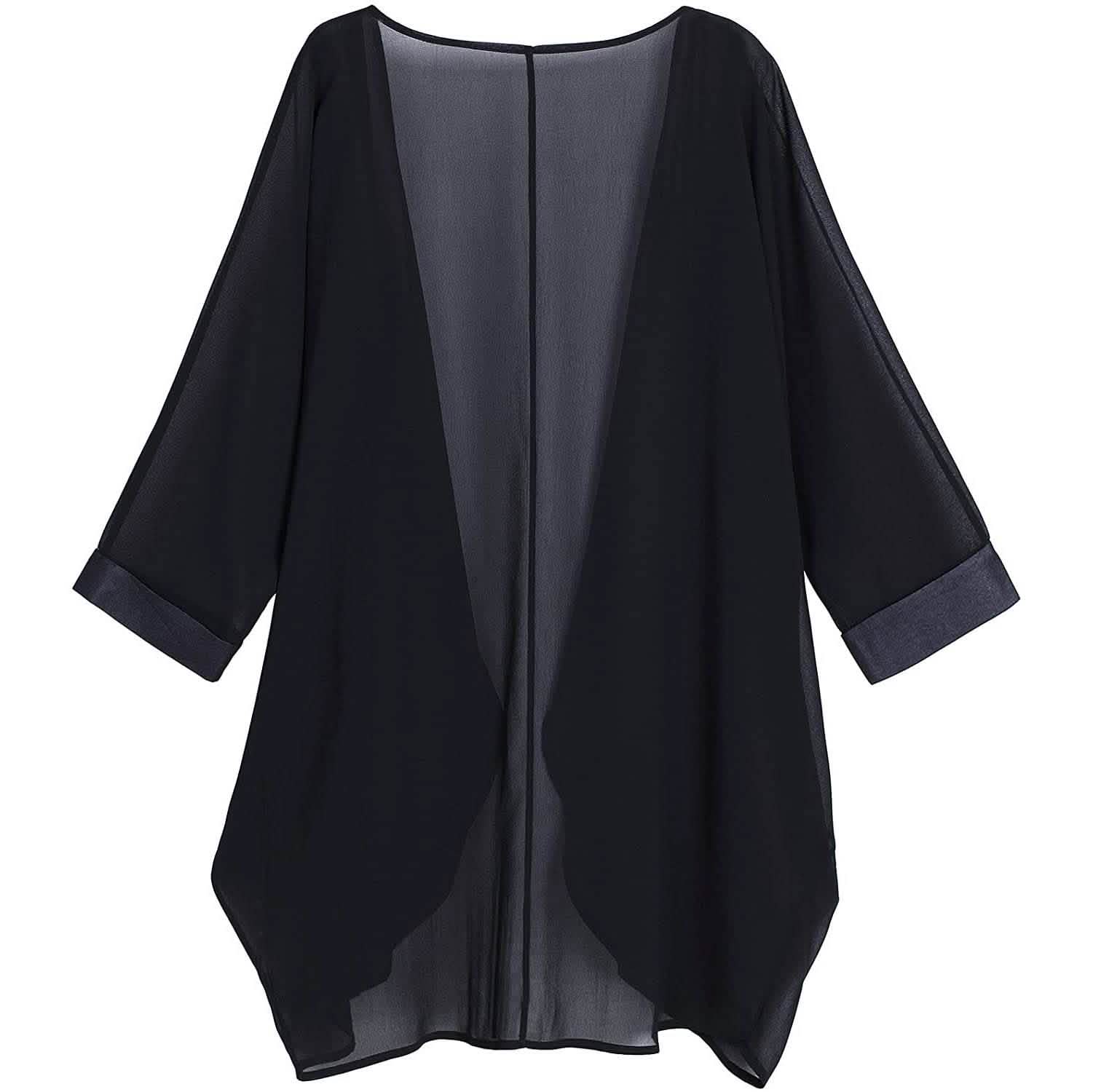 Capes-kimono amples en mousseline transparente à imprimé floral pour femmes