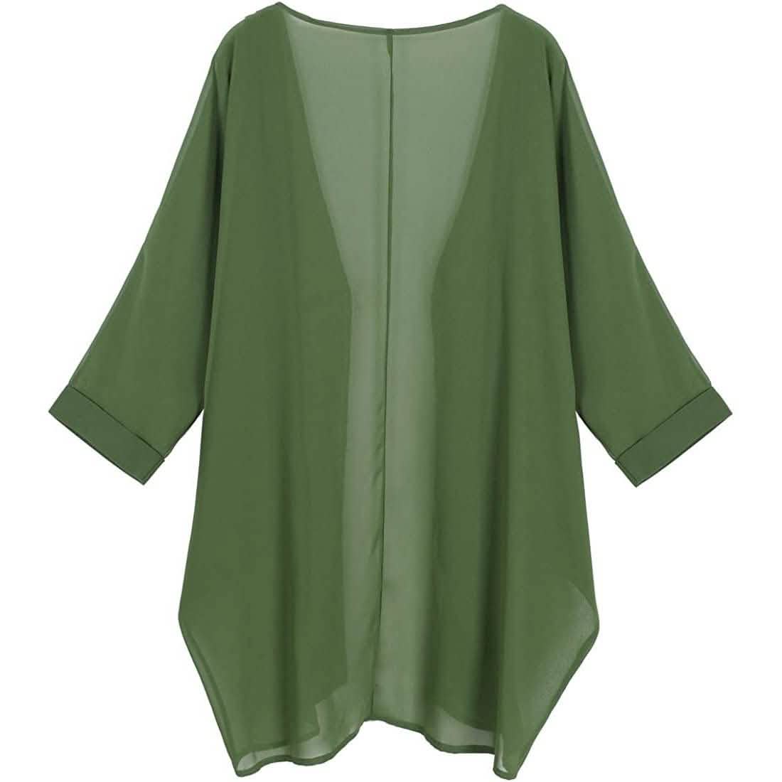Capes-kimono amples en mousseline transparente à imprimé floral pour femmes