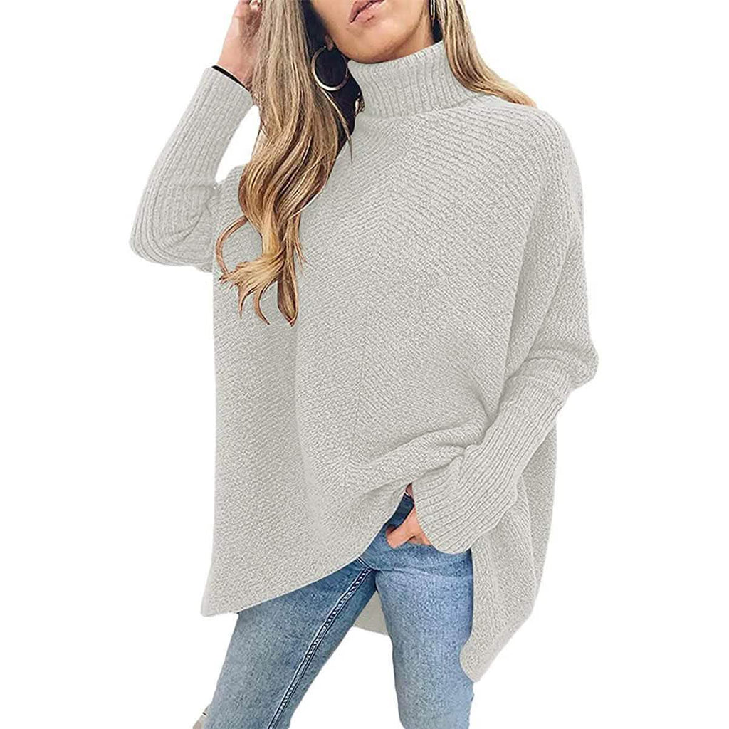 Pull long à col roulé pour femme