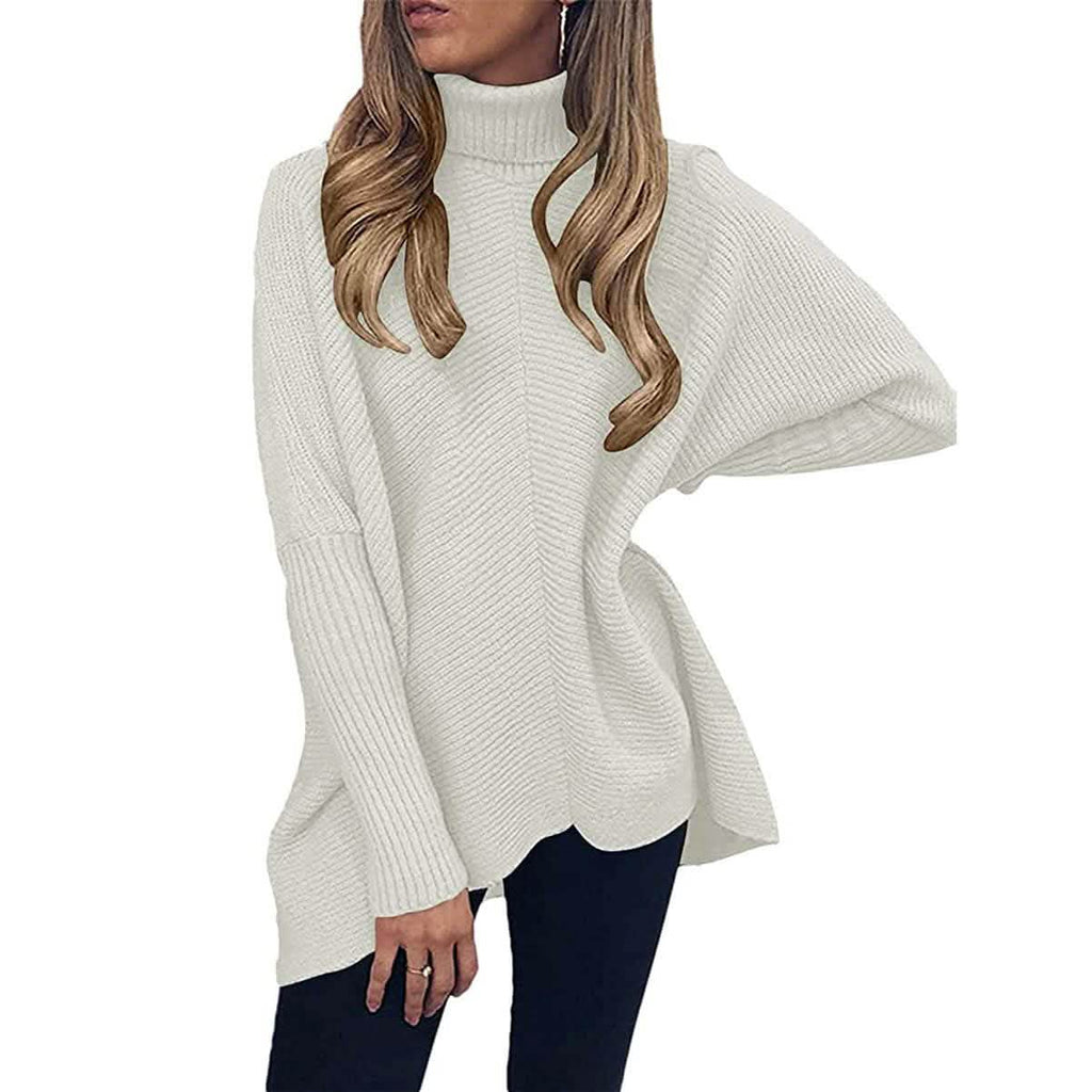 Pull long à col roulé pour femme