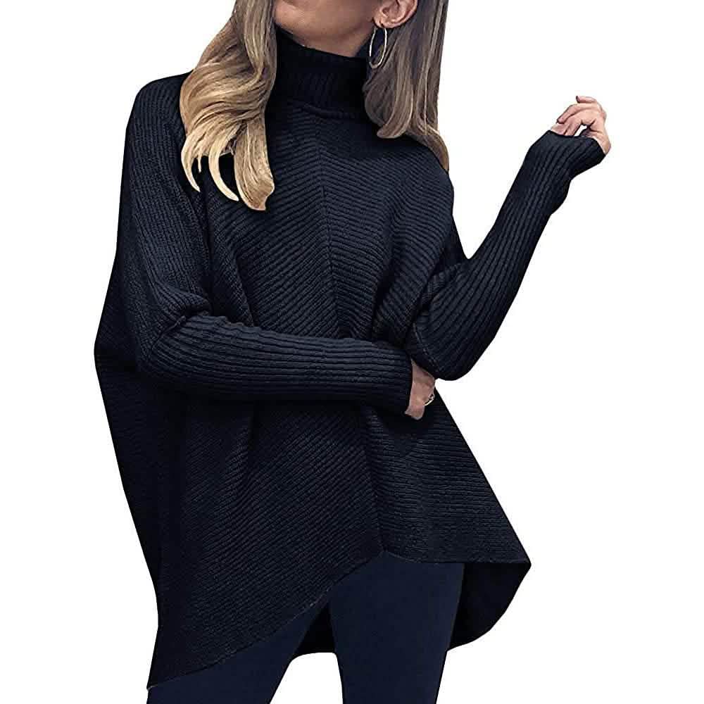 Pull long à col roulé pour femme