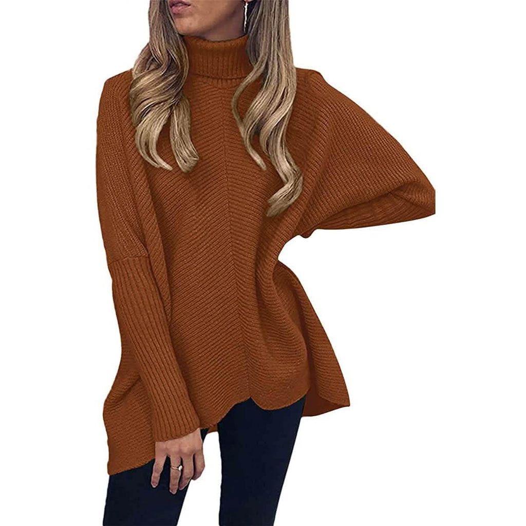 Pull long à col roulé pour femme