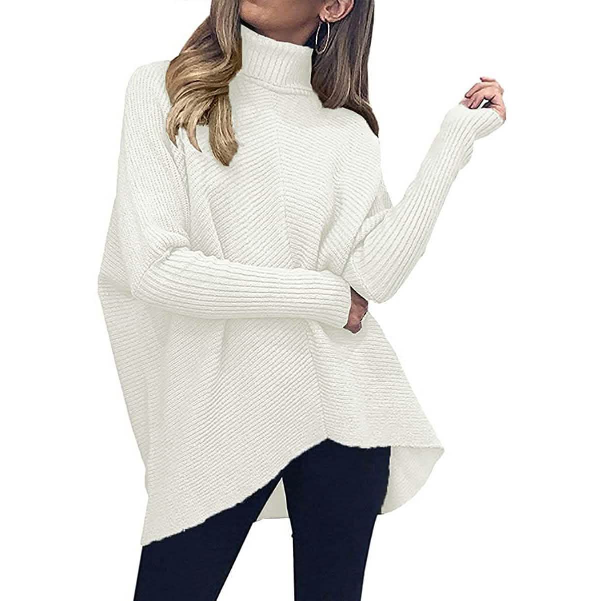 Pull long à col roulé pour femme