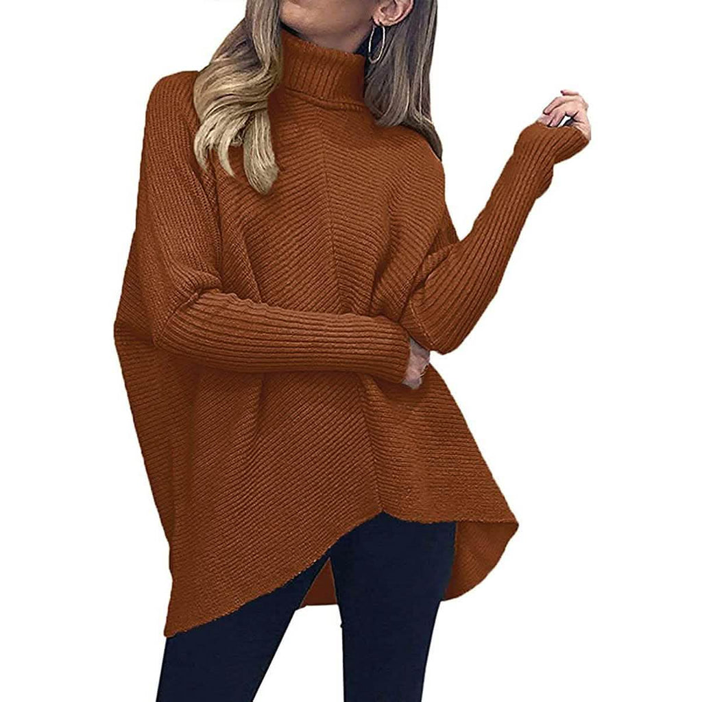 Pull long à col roulé pour femme