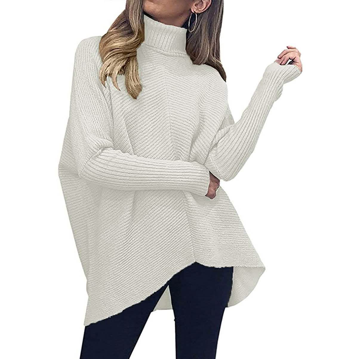 Pull long à col roulé pour femme