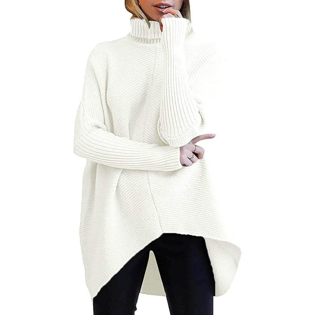 Pull long à col roulé pour femme