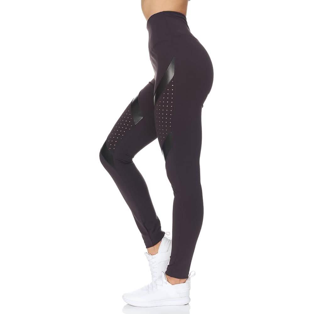 Legging long taille haute avec empiècements en résille découpée au laser pour femme