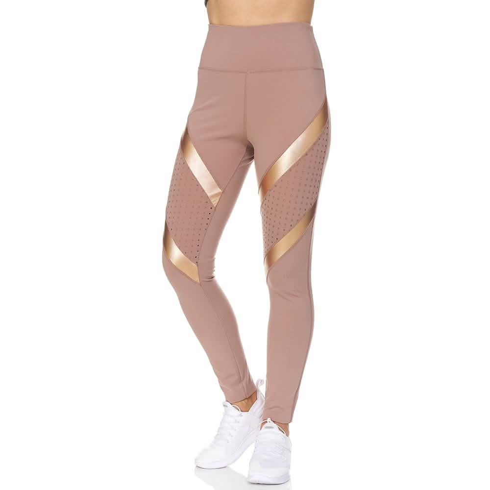 Legging long taille haute avec empiècements en résille découpée au laser pour femme