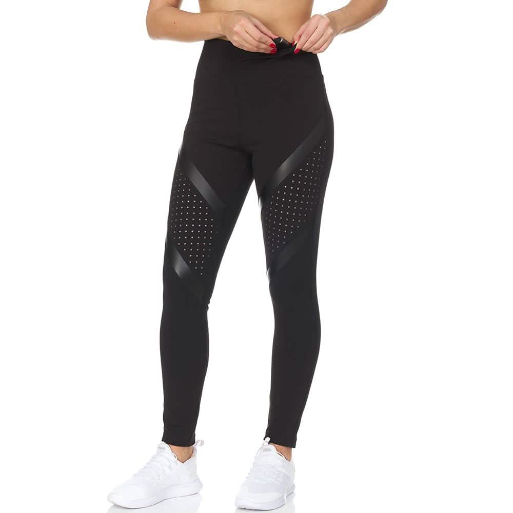 Legging long taille haute avec empiècements en résille découpée au laser pour femme
