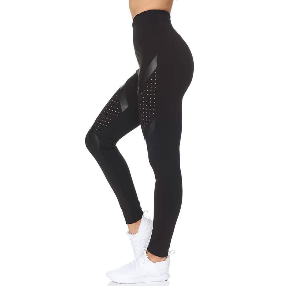 Legging long taille haute avec empiècements en résille découpée au laser pour femme