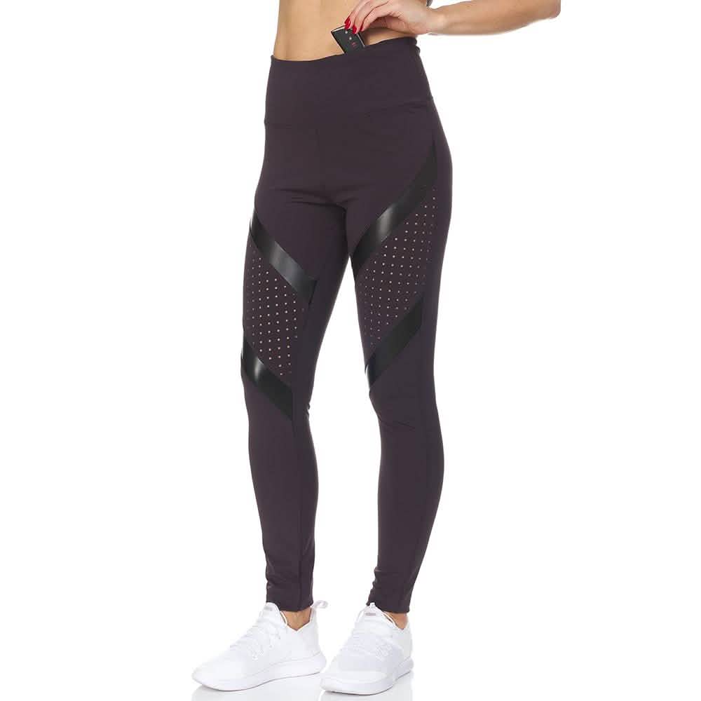 Legging long taille haute avec empiècements en résille découpée au laser pour femme