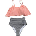 Ensemble bikini taille haute à volants pour femme