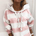 Sweat à Capuche Femme Rayé Quotidien Basique Décontracté