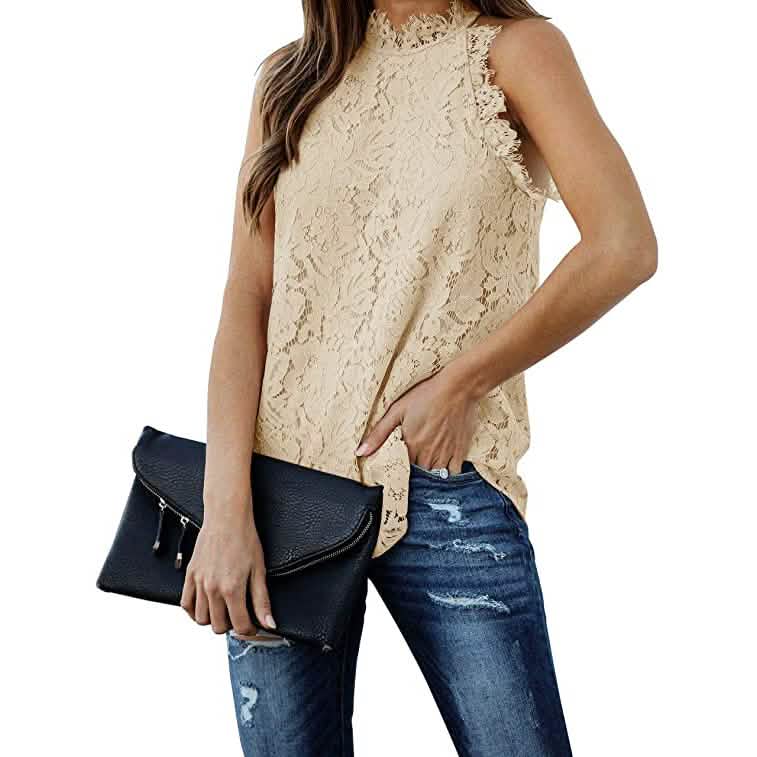 Débardeur creux en crochet et dentelle pour femme
