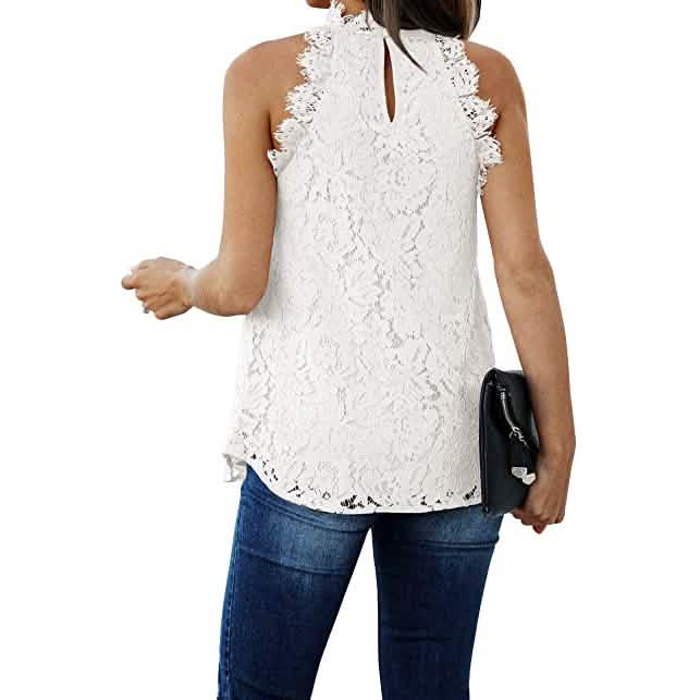 Débardeur creux en crochet et dentelle pour femme