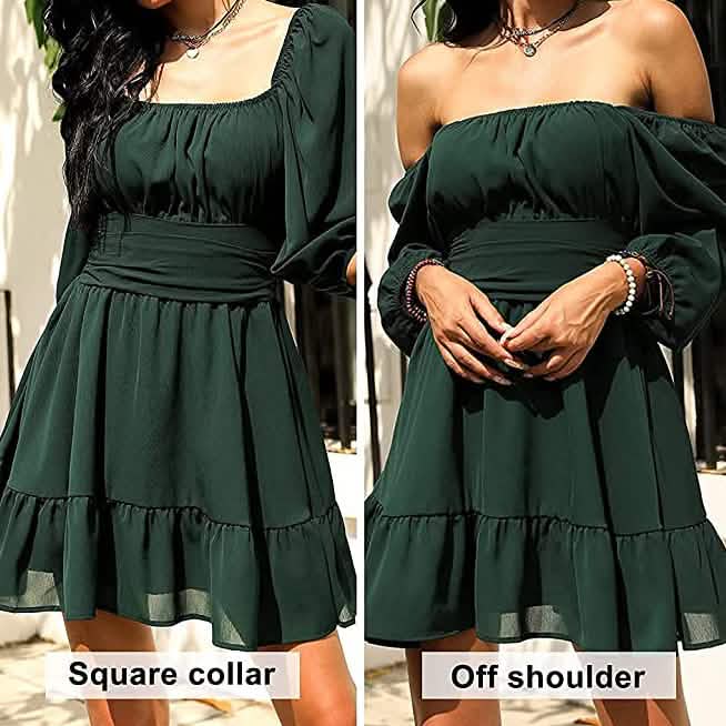 Mini-robe femme à manches lanternes et dos noué
