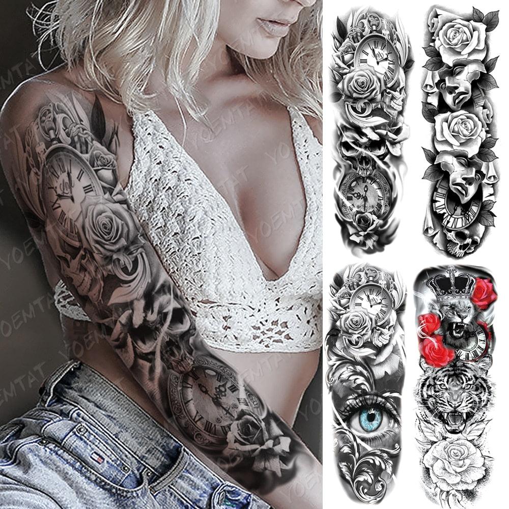 Tatouage temporaire étanche femme grand œil de lion réaliste grand luxe design moderne