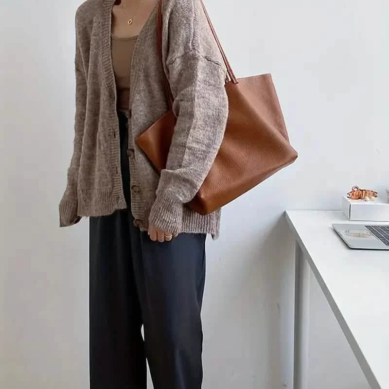 Grands cabas pour femmes Sac à bandoulière en cuir PU souple Sac à main Hobo Sac à poignée supérieure décontracté pour les voyages et le travail