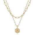 Collier à Pendentif Lettre Superposée pour Femmes