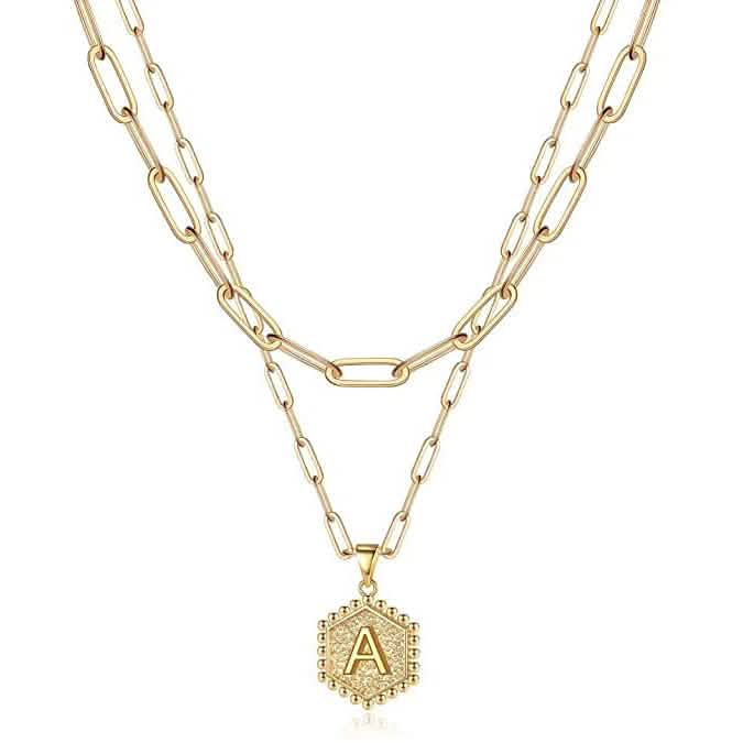 Collier à Pendentif Lettre Superposée pour Femmes