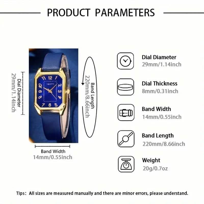 Ensemble de bijoux montre-bracelet en cuir, boucles d'oreilles, bracelet, collier et bague pour femme