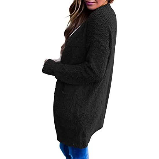 Manteau en tricot épais doux à manches longues pour femmes