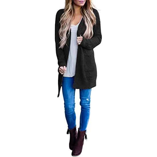 Manteau en tricot épais doux à manches longues pour femmes