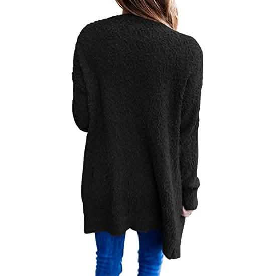 Manteau en tricot épais doux à manches longues pour femmes