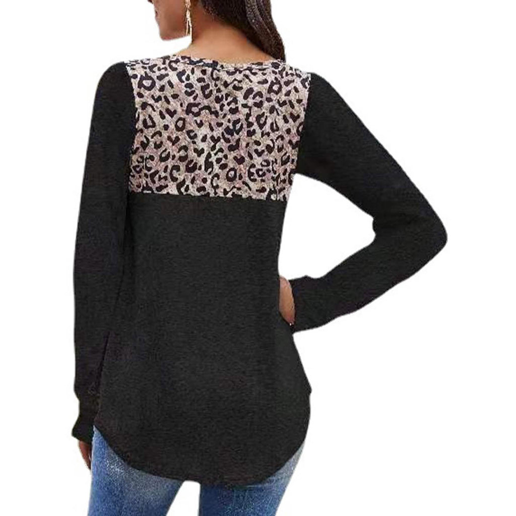 Hauts amples pour femmes Manches longues Tunique Color Block Chemises décontractées
