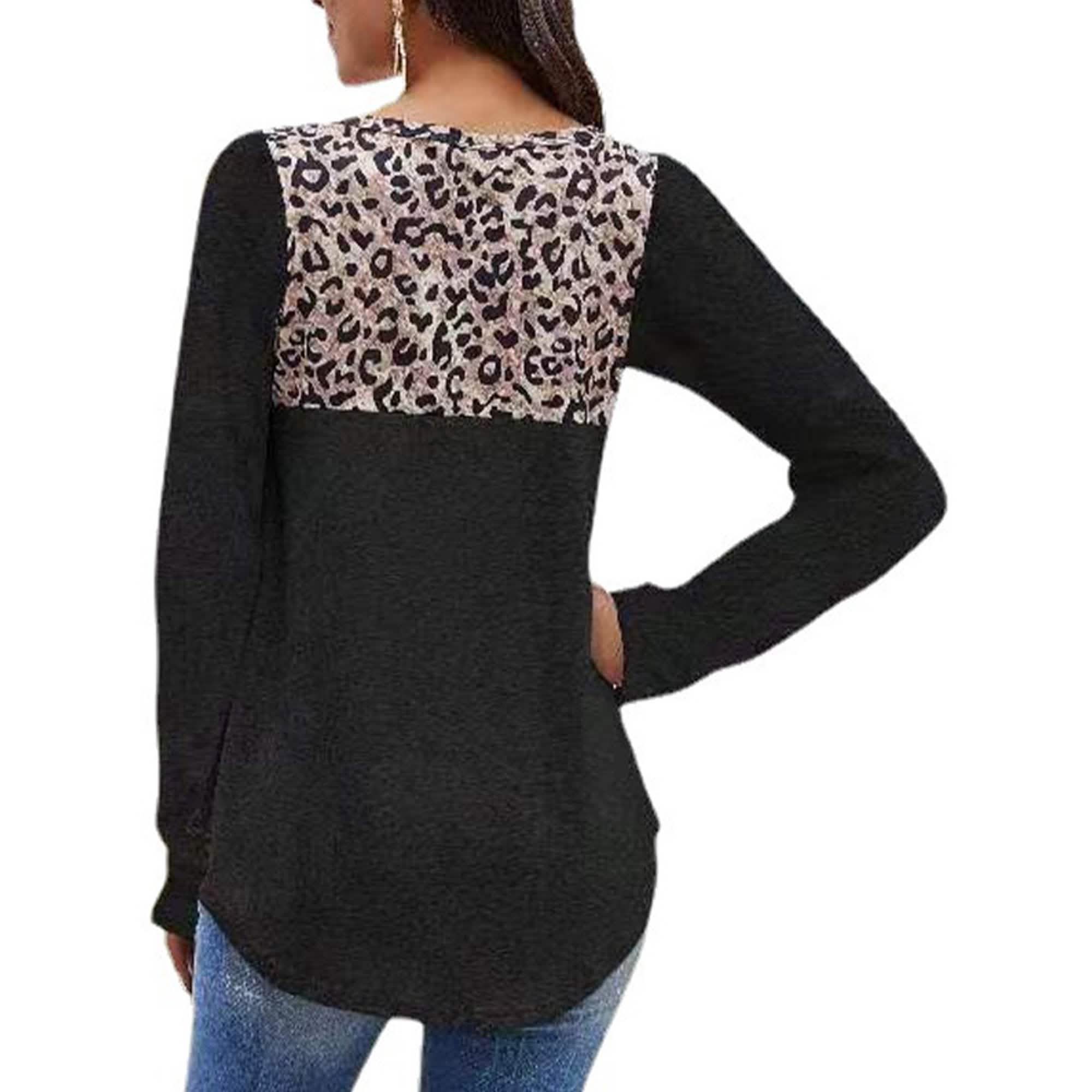 Hauts amples pour femmes Manches longues Tunique Color Block Chemises décontractées