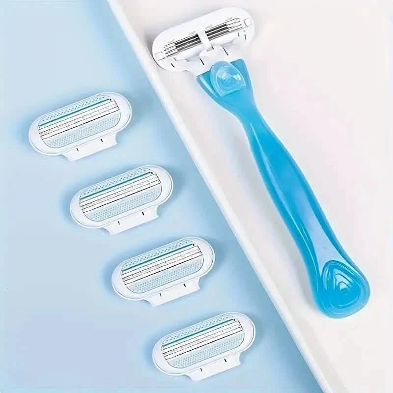 Outil manuel d'épilation pour femmes, 1 manche + 8 lames, lames en acier inoxydable à 3 couches, manche antidérapant