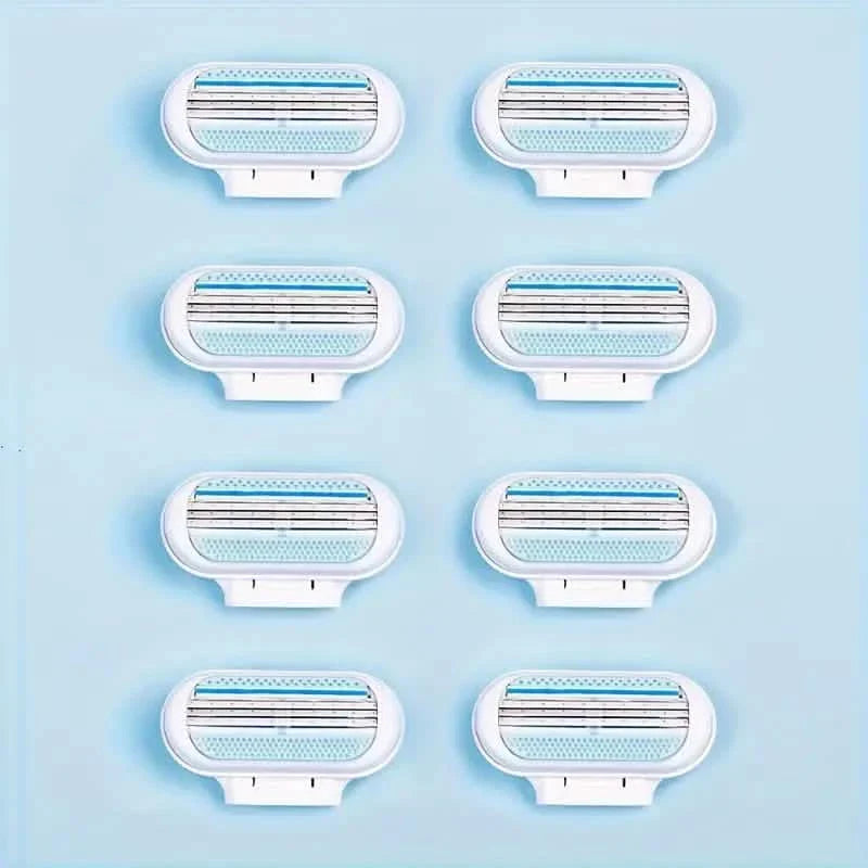 Outil manuel d'épilation pour femmes, 1 manche + 8 lames, lames en acier inoxydable à 3 couches, manche antidérapant